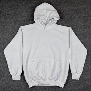 Vintage Gildan Blank Hoodie Sweatshirt Men's‎ Medium White Athletic Grunge Y2K